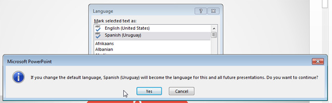 how to change the language for spell check in powerpoint mac